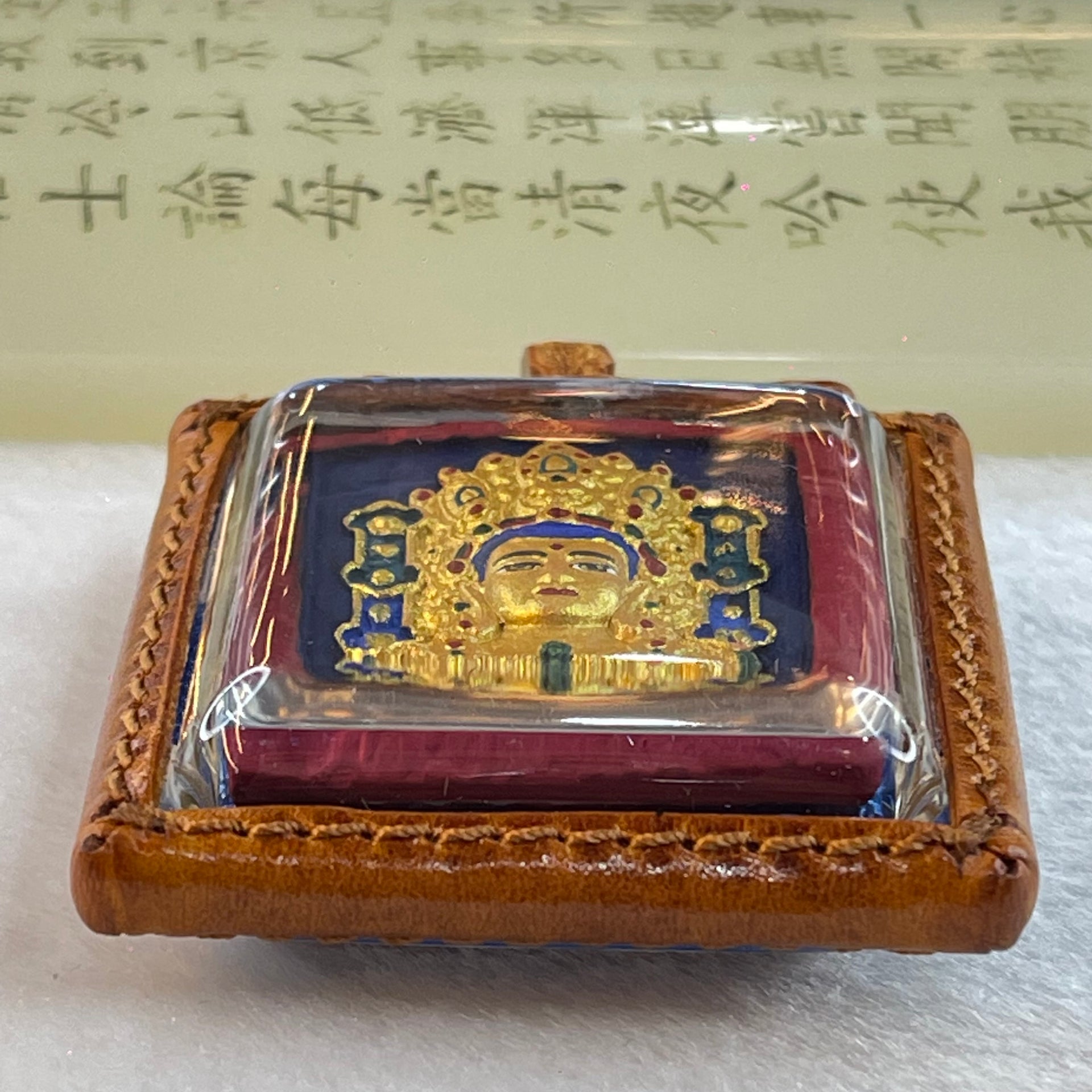 Authentic Thai Butterfly Buddha in Acrylic and Leather Pendent 31.82g 57.4 by 50.9 by 19.3mm - Huangs Jadeite and Jewelry Pte Ltd