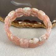 Above Average Natural Pink Flower Agate Shou Pai Bracelet 37.75g 17cm 17.8 by 13.1mm 15 Pieces (Slight External Rough) - Huangs Jadeite and Jewelry Pte Ltd