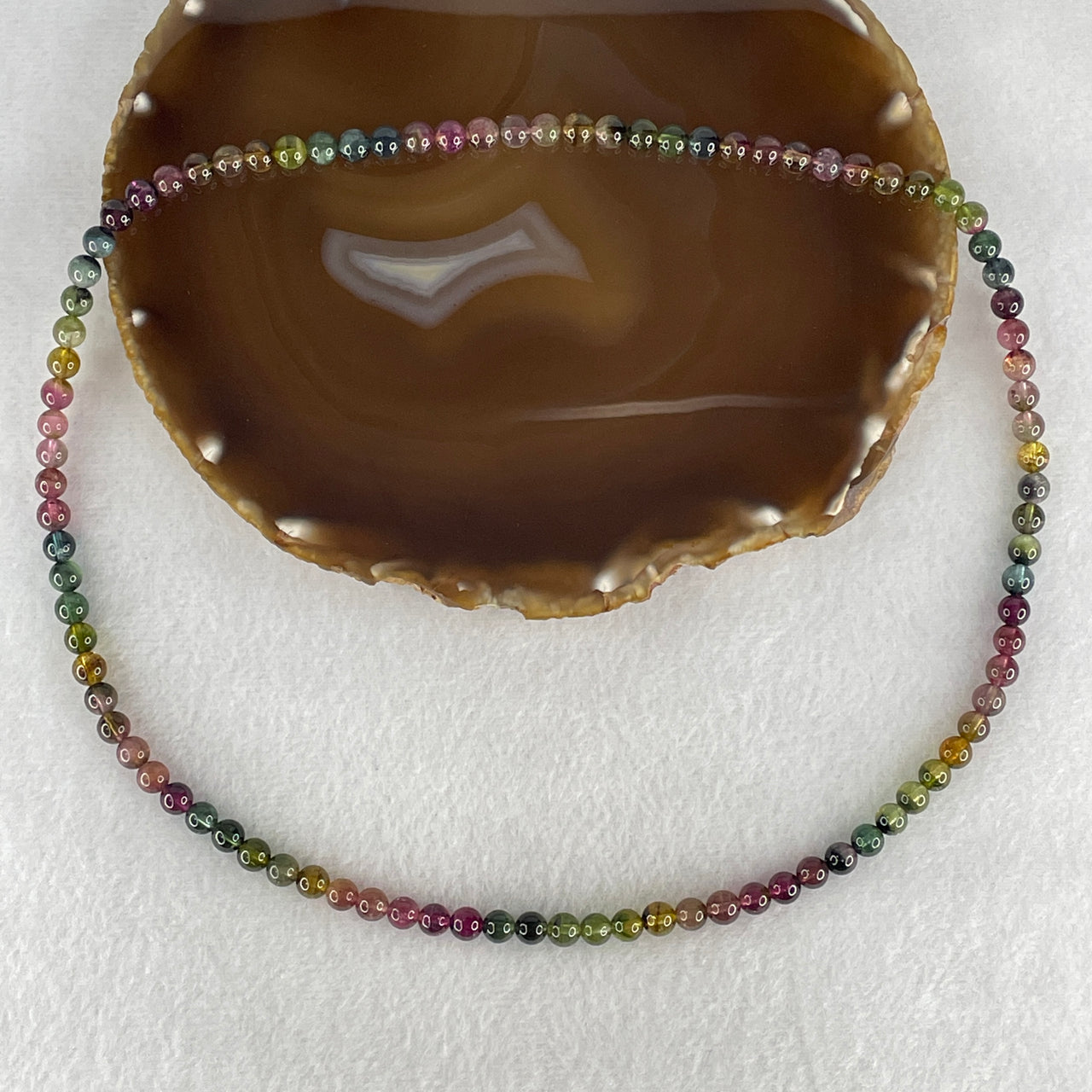 Good Grade Natural Watermelon Tourmaline Crystal Beads Necklace 32.72g 52cm 6.3mm 93 Beads