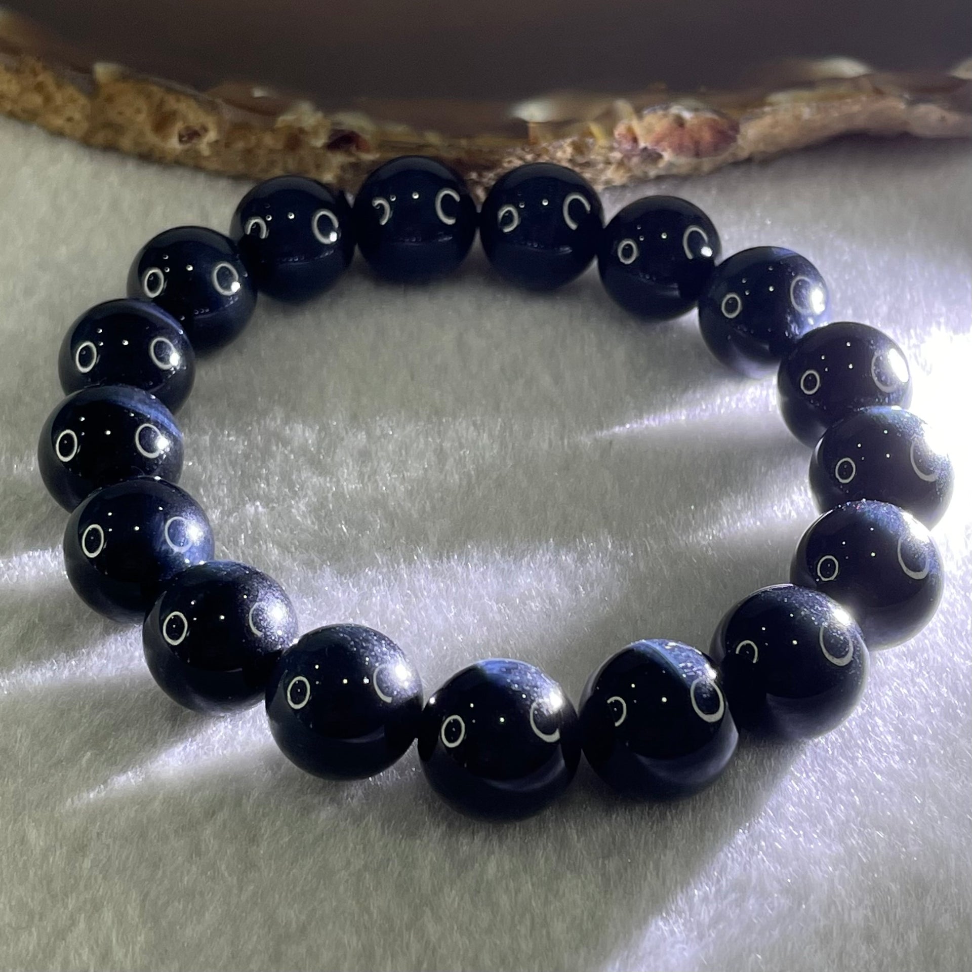 Natural Blue Tiger Eye Quartz Beads Bracelet 40.41g 17.5cm 12.0mm 17 Beads - Huangs Jadeite and Jewelry Pte Ltd