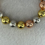 Natural Meteorite Sliver, Gold and Rose Gold Color Beads Bracelet 125.96g 18cm 12.4mm 17 Beads - Huangs Jadeite and Jewelry Pte Ltd