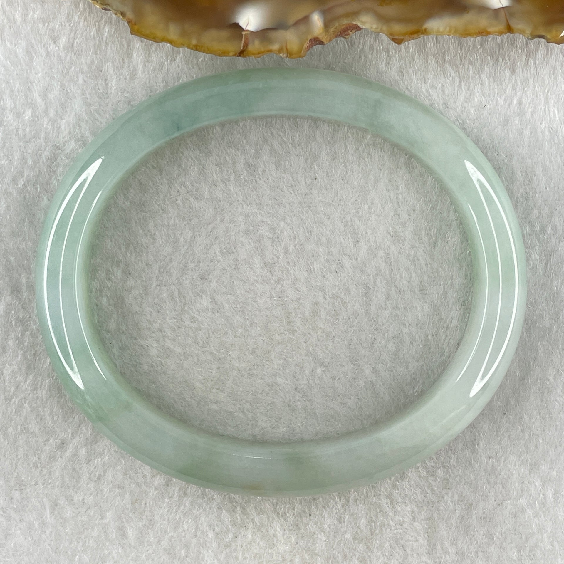 Natural Type A Jelly Full Light Green Jadeite Oval Bangle 34.07g Inner Diameter 53.8mm 10.2 by 7.4mm (Very Slight Internal Lines) - Huangs Jadeite and Jewelry Pte Ltd