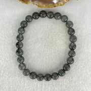 Good Grade Natural Grey Rabbit Hair Rutilated Quartz Beads Bracelet 12.65g 15.5cm 7.3mm 26 Beads - Huangs Jadeite and Jewelry Pte Ltd