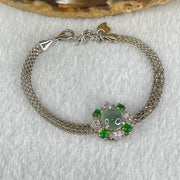 Type A Icy Blueish Green 7.9 by 3.5mm and Green Jadeite Cabochons With Crystals in S925 Sliver Bracelet 4.94g - Huangs Jadeite and Jewelry Pte Ltd