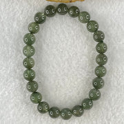 Good Grade Natural Cats Eye Green Rutilated Quartz Beads Bracelet 15.06g 15.5cm 7.8mm 24 Beads - Huangs Jadeite and Jewelry Pte Ltd