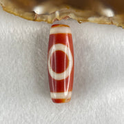Natural Powerful Tibetan Old Oily Red White Agate One Eye Gold Metal Element Dzi Bead Heavenly Master (Tian Zhu) 一眼金天珠 9.71g 37.8 by 12.9mm - Huangs Jadeite and Jewelry Pte Ltd