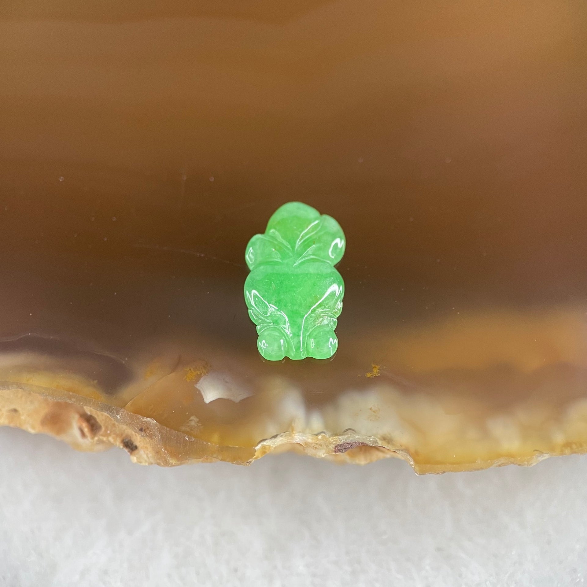 Type A Old Mine Full Green Jadeite Goldfish Charm Stone For Setting 0.25g 10.8 by 6.1 by 1.9mm - Huangs Jadeite and Jewelry Pte Ltd