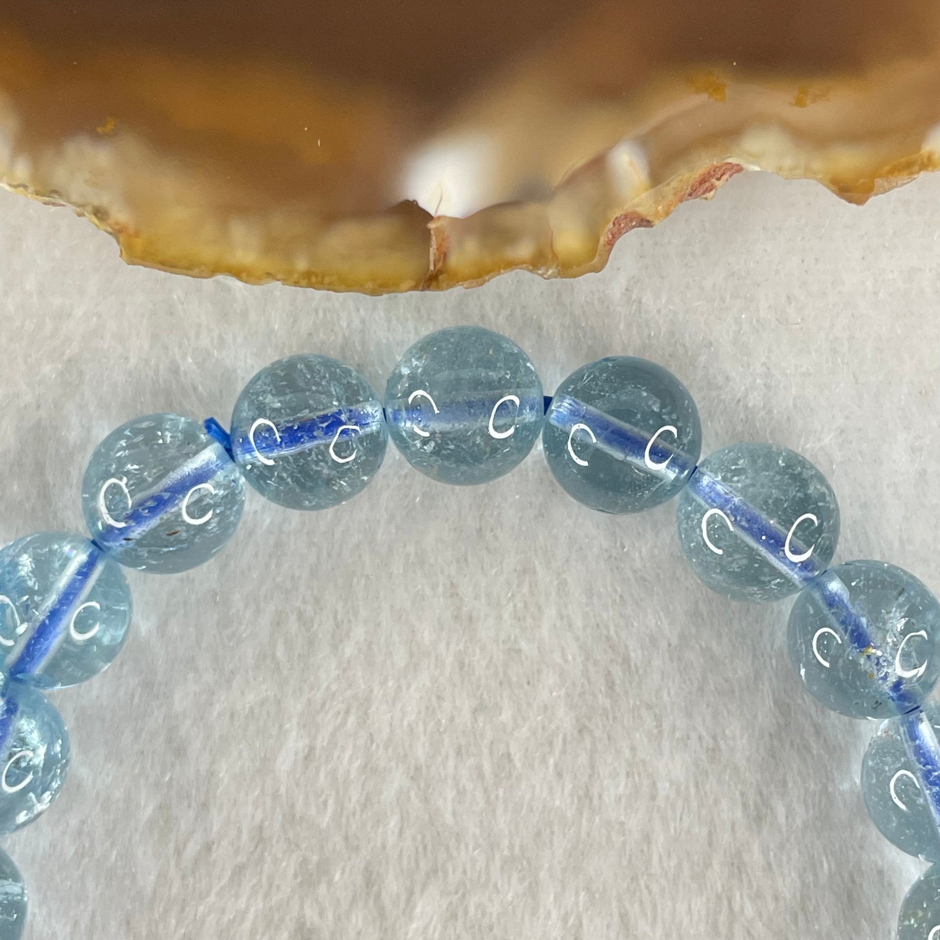 Above Average Natural Blue Topaz Beads Bracelet 23.54g 15.5cm 8.4mm 23 Beads - Huangs Jadeite and Jewelry Pte Ltd