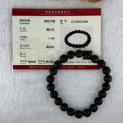 Natural Dark Matt Black Amber Beads Bracelet 天然大黑天翁琥珀手链 7.16g 15cm 8.3mm 22 Beads - Huangs Jadeite and Jewelry Pte Ltd
