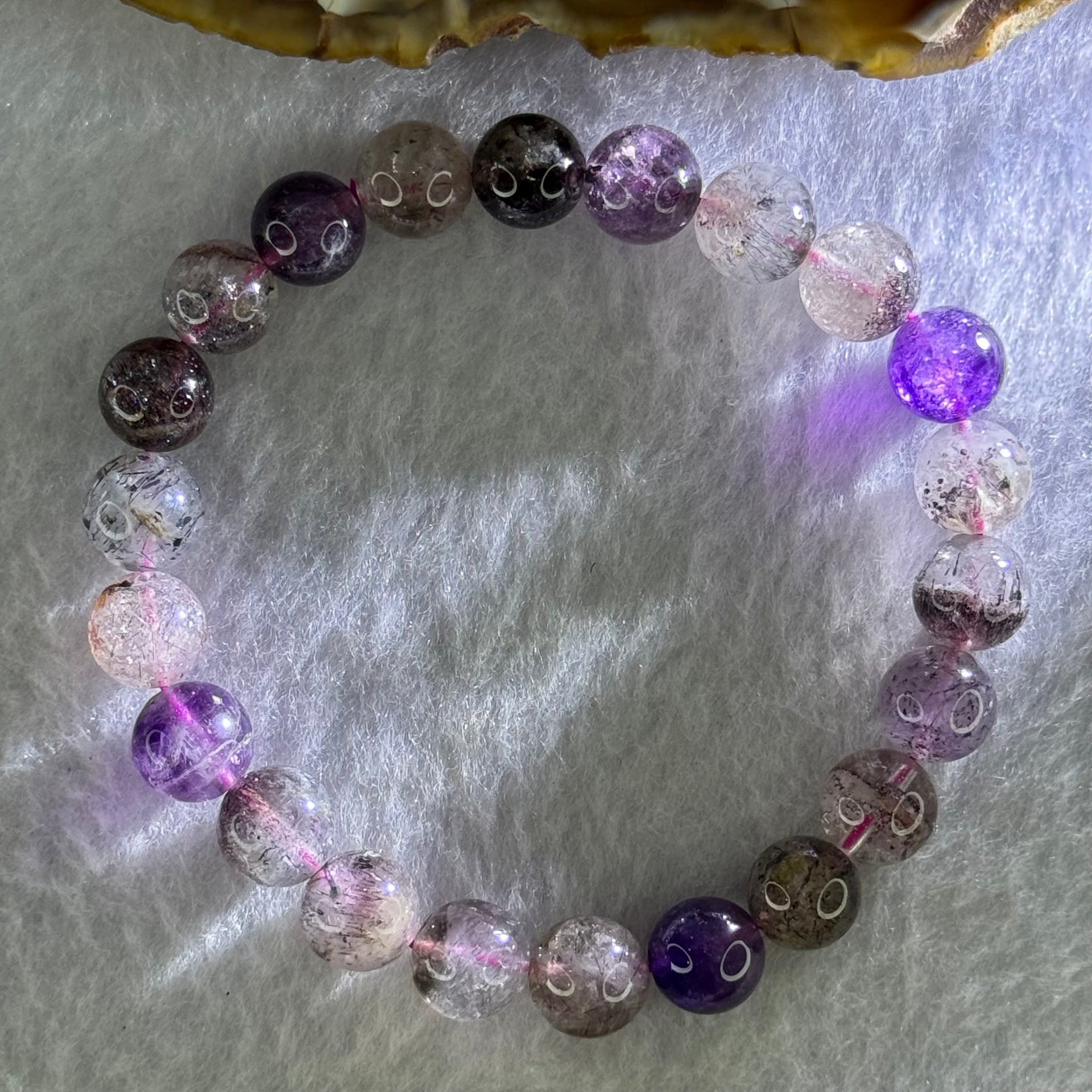 Natural Super 7 Beads Bracelet 23.17g 17cm 9.3mm 22 Beads - Huangs Jadeite and Jewelry Pte Ltd