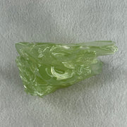 Natural Green Serpentine Goat on Moutain with Wooden Stand Display 828.2g 134.4 by 66.1 by 210.0mm - Huangs Jadeite and Jewelry Pte Ltd