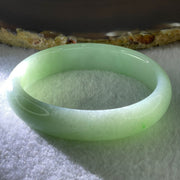 Type A Natural Light Apple Green Jadeite Oval Bangle 36.05g Inner Diameter 53.8mm 13.5 by 6.2mm (Close to Perfect) - Huangs Jadeite and Jewelry Pte Ltd