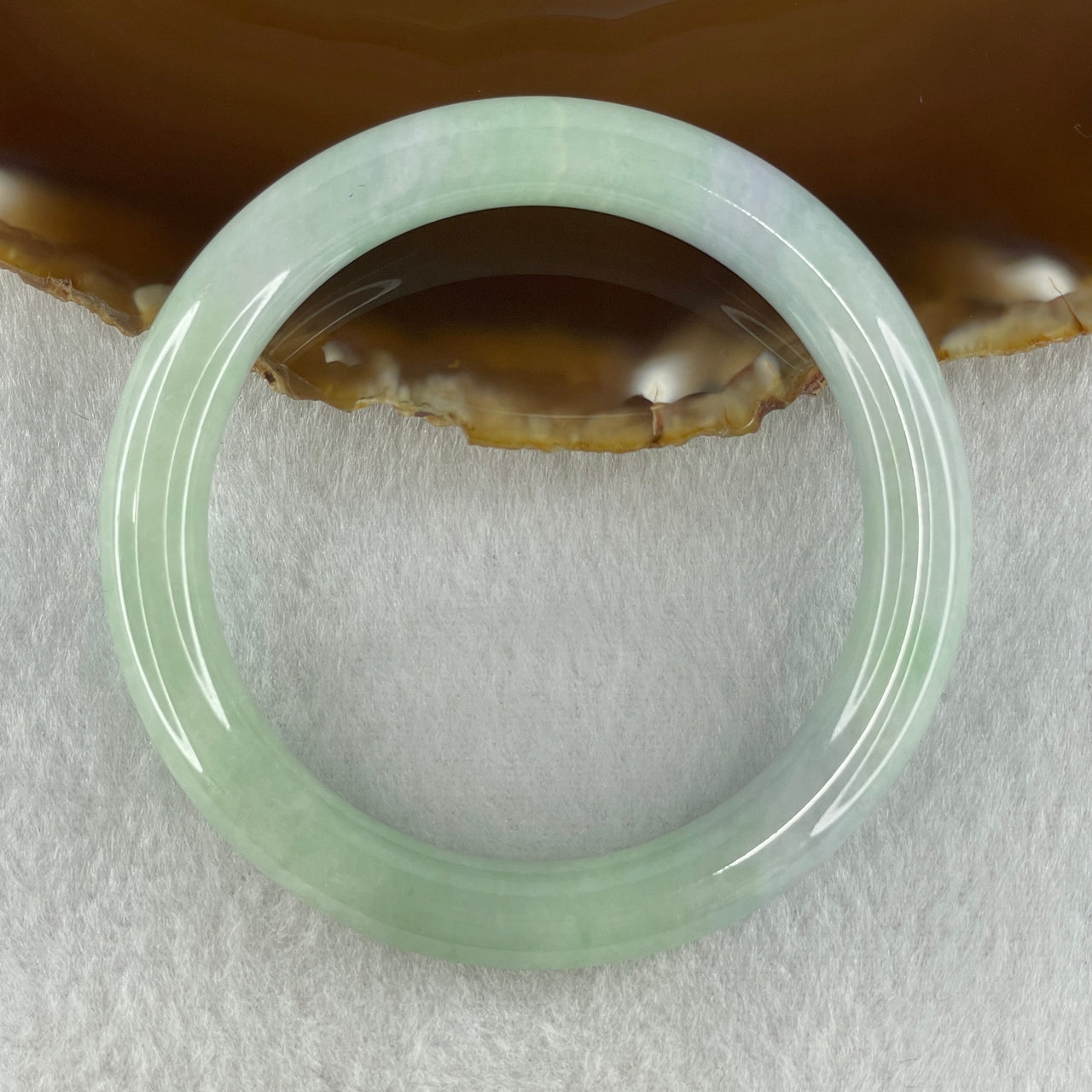 Type A Natural Light Green with Lavender Jadeite Bangle 39.72g Inner Diameter 52.1mm 9.2 by 8.6mm (Internal Lines) - Huangs Jadeite and Jewelry Pte Ltd