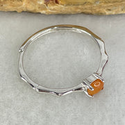 Type A Red Cabochon Jadeite in S925 Sliver Ring (Adjustable Size) 0.99g 4.0 by 2.5mm - Huangs Jadeite and Jewelry Pte Ltd