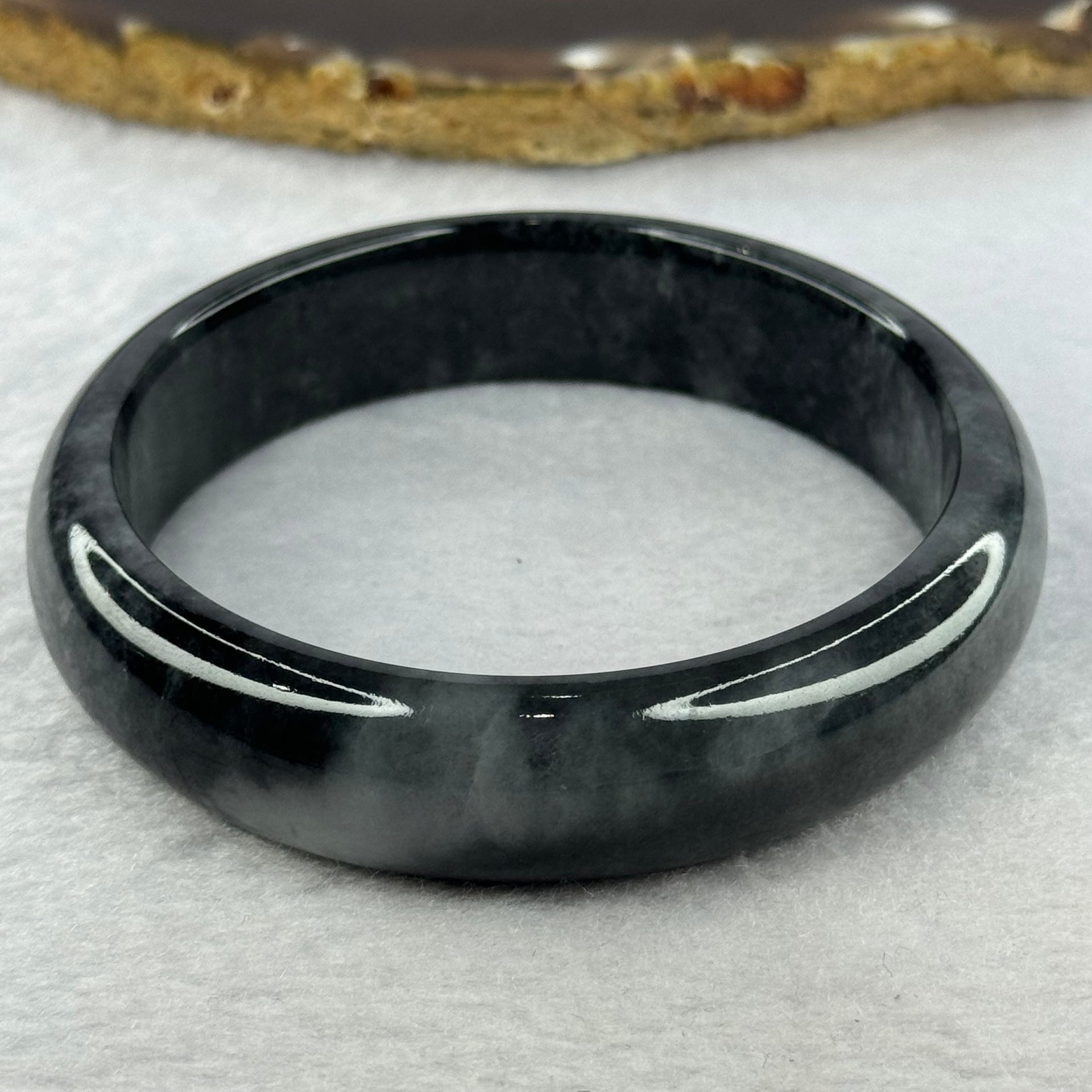 Type A Wuji Greyish Black Jadeite Bangle 70.00g Internal Diameter 60.7mm 16.1 by 8.1mm (Close to Perfect) - Huangs Jadeite and Jewelry Pte Ltd