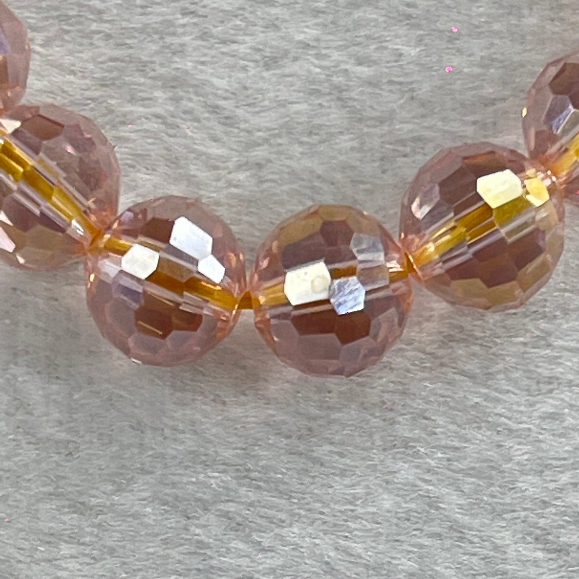 Pink Faceted Crystals Beads Bracelet 20.43g 14.5cm 9.9mm 19 Beads - Huangs Jadeite and Jewelry Pte Ltd