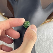 Natural Type A Lao Keng Old Mine Green Jadeite Flora Carving Bead Charm 1.36g 11.4mm - Huangs Jadeite and Jewelry Pte Ltd