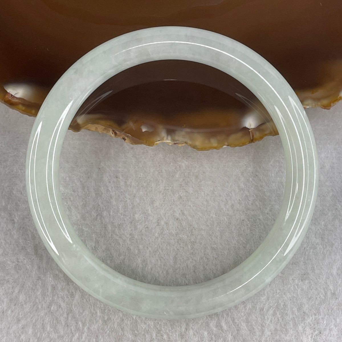 Natural Type A Light Green Jadeite Full Round Bangle | 55.6mm Yuan Tiao (33.96g 8.0x7.9mm | Perfect Grade | Imperial Wholeness & Heart Vitality) - Huangs Jadeite and Jewelry Pte Ltd