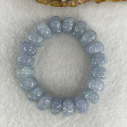 Certified High Grade Type A Full Intense Blueish Lavender Jadeite Lotus Flower Beads Bracelet 28.10g 11cm 10.7mm 20 Beads - Huangs Jadeite and Jewelry Pte Ltd