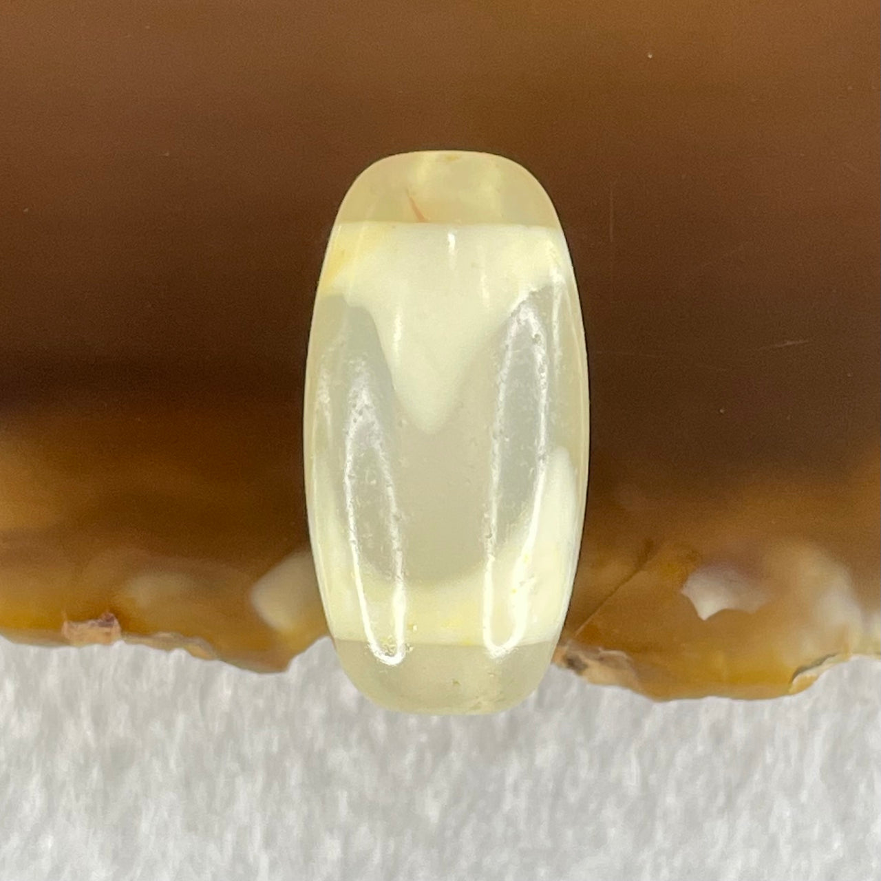 Natural Powerful Tibetan Old Oily Agate Tiger Tooth Daluo Dzi Bead Heavenly Master (Tian Zhu) 虎呀天诛 2.91g 20.1 by 10.2mm - Huangs Jadeite and Jewelry Pte Ltd