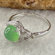 Type A Icy Light Intense Green Jadeite with Diamonds in 18K White Gold Ring 1.91g 7.3 by 4.0mm US6.7 HK14.8 - Huangs Jadeite and Jewelry Pte Ltd