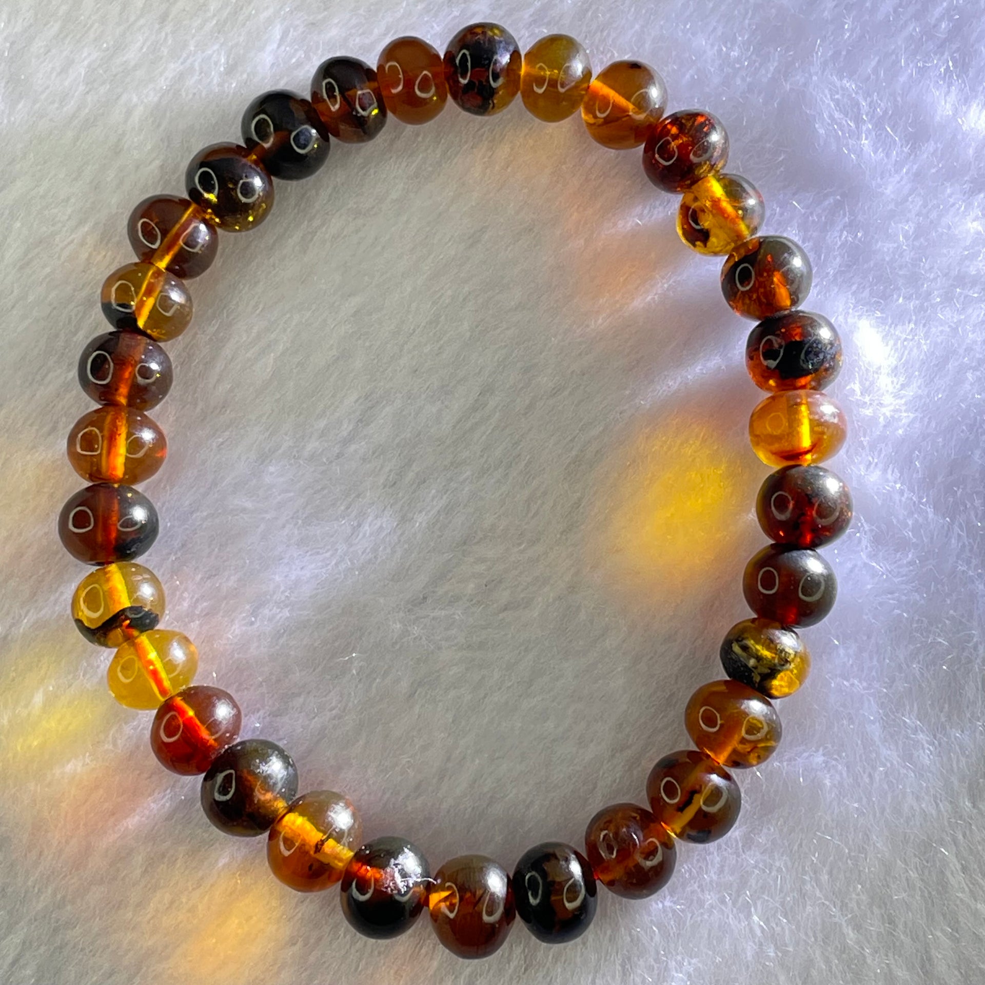 Natural Mixed Amber Beads Bracelet 6.57g 16.5cm 8.0mm 31 Beads - Huangs Jadeite and Jewelry Pte Ltd
