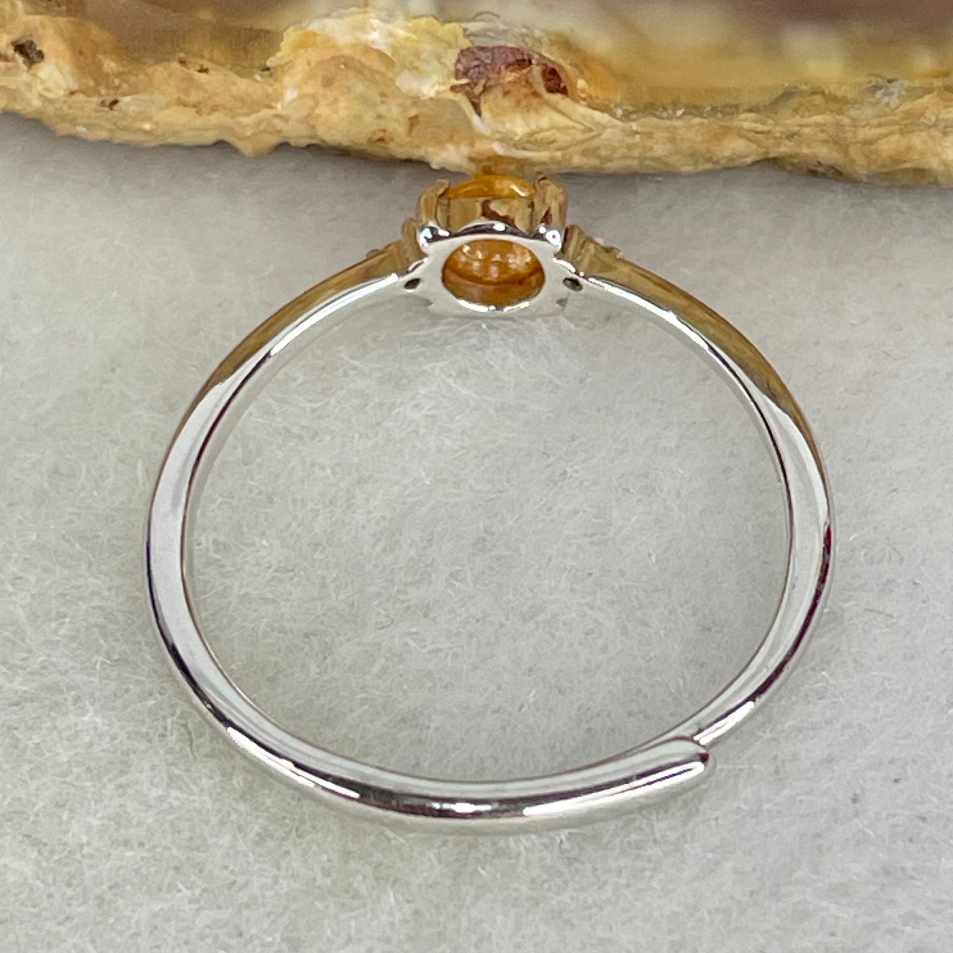 Type A Red Cabochon Jadeite in S925 Sliver Ring (Adjustable Size) 0.80g 4.3 by 1.5mm - Huangs Jadeite and Jewelry Pte Ltd