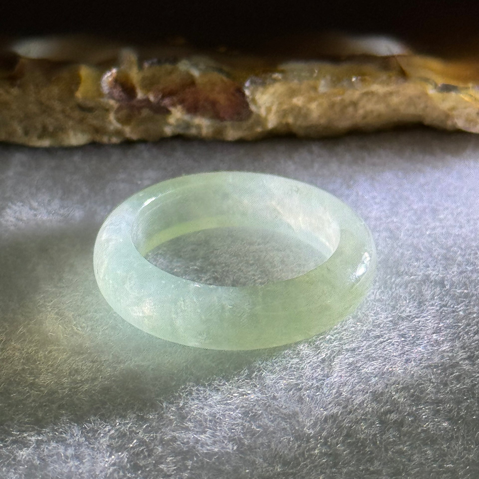 Type A Icy Light Green Jadeite Ring 3.35g 5.4 by 3.5mm US7.8 HK17.5 (Close to Perfect) - Huangs Jadeite and Jewelry Pte Ltd