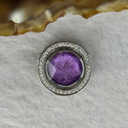Natural Meteorite Spinning High Energy Feng Shui Charm in S925 Silver with Crystals For Necklace / Bracelet (Purple Color) 4.10g 16.8 by 7.6mm - Huangs Jadeite and Jewelry Pte Ltd