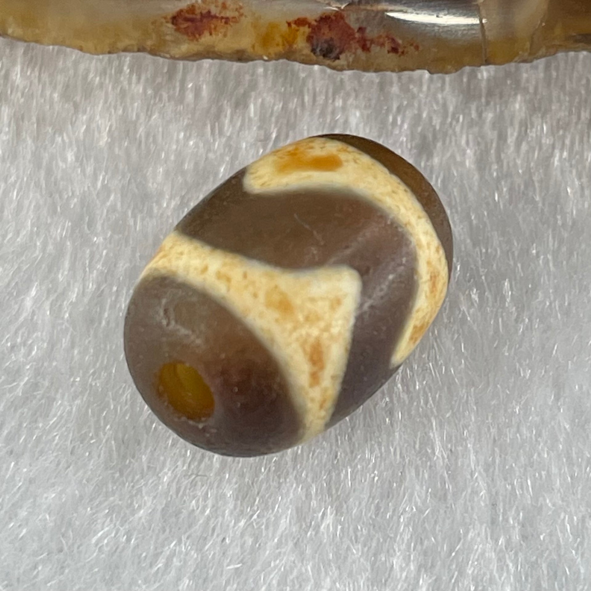 Natural Powerful Tibetan Old Oily Dark Brown Yellow Agate Tiger Tooth Daluo Dzi Bead Heavenly Master (Tian Zhu) 1.98g 13.7 by 9.8mm - Huangs Jadeite and Jewelry Pte Ltd