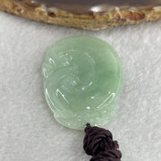 Natural Type A Light Green Jadeite Dragon Head on Ruyi Pendant 12.10g 47.0 by 31.2 by 3.6mm - Huangs Jadeite and Jewelry Pte Ltd