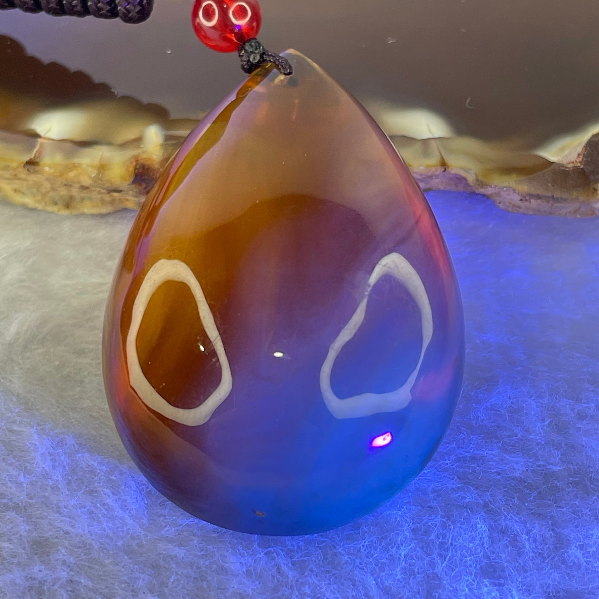 Natural Cognac Amber Teardrop Shaped Pendent 11.85g 42.1 by 29.5 by 16.5mm - Huangs Jadeite and Jewelry Pte Ltd