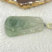 Type A Semi Icy Blueish Green Jadeite Guan Yin With Elephant and Flower Samantha Bodhisattva Pendant 31.38g 58.4 by 38.8 by 7.2mm - Huangs Jadeite and Jewelry Pte Ltd