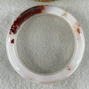 Natural White with Red Flower Agate Bangle 50.12g Inner Diameter 56.0mm 14.0 by 9.0mm - Huangs Jadeite and Jewelry Pte Ltd
