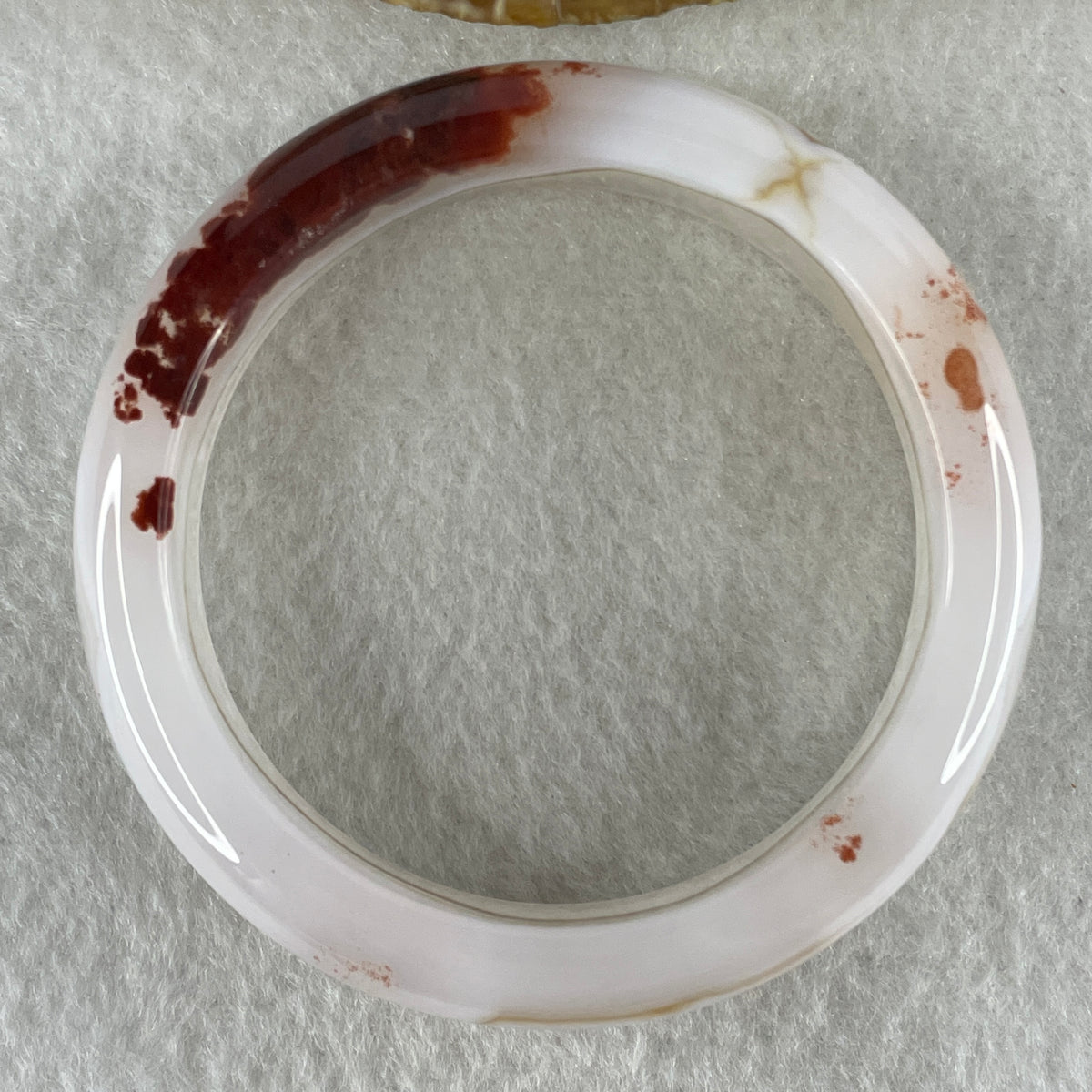 Natural White with Red Flower Agate Bangle 50.12g Inner Diameter 56.0mm 14.0 by 9.0mm - Huangs Jadeite and Jewelry Pte Ltd