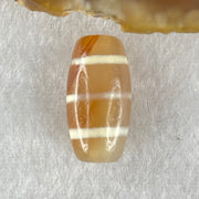 Natural Powerful Tibetan Old Oily Agate 3-Lines Dzi Bead Heavenly Master (Tian Zhu) 三行天诛 3.23g 20.1 by 10.4mm - Huangs Jadeite and Jewelry Pte Ltd