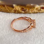 Natural Pink Morganite in S925 Sliver Rose Gold Color Bamboo Design Ring (Adjustable Size) 1.58g 6.8 by 5.1 by 3.5mm - Huangs Jadeite and Jewelry Pte Ltd