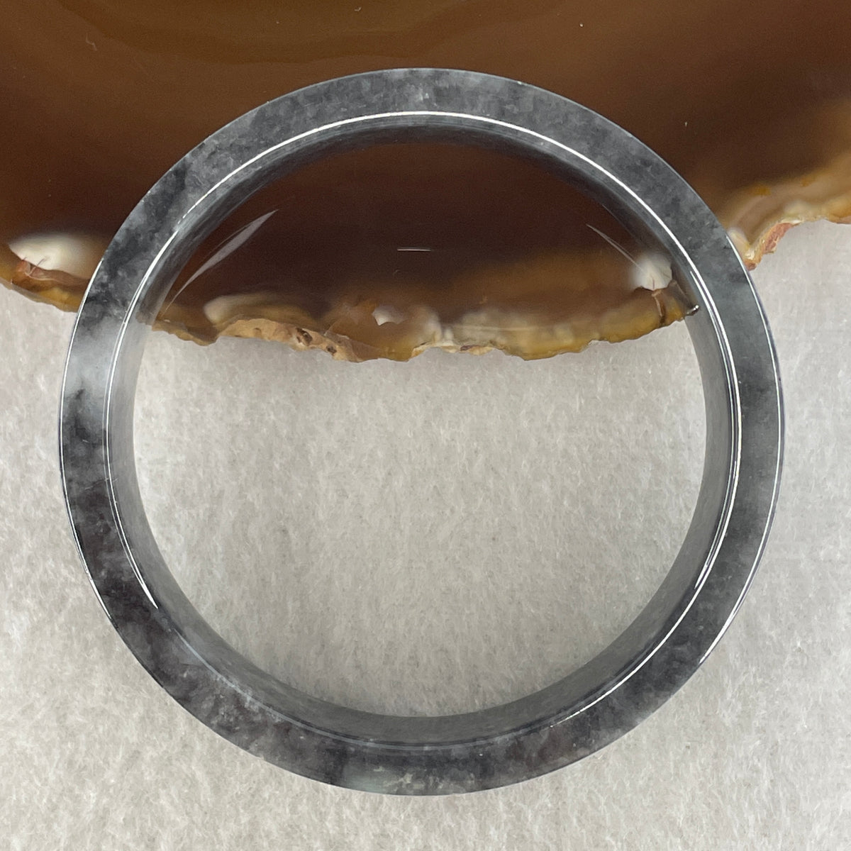 Natural Type A Wuji Grey Jadeite Bangle | (45.99g | 54.2mm ID | 14.7 x 5.2mm | Very Slight Internal Line | Supreme Psychic Shield & Yin-Yang Balance Anchor, Protection & Minimalist Bangle) - Huangs Jadeite and Jewelry Pte Ltd