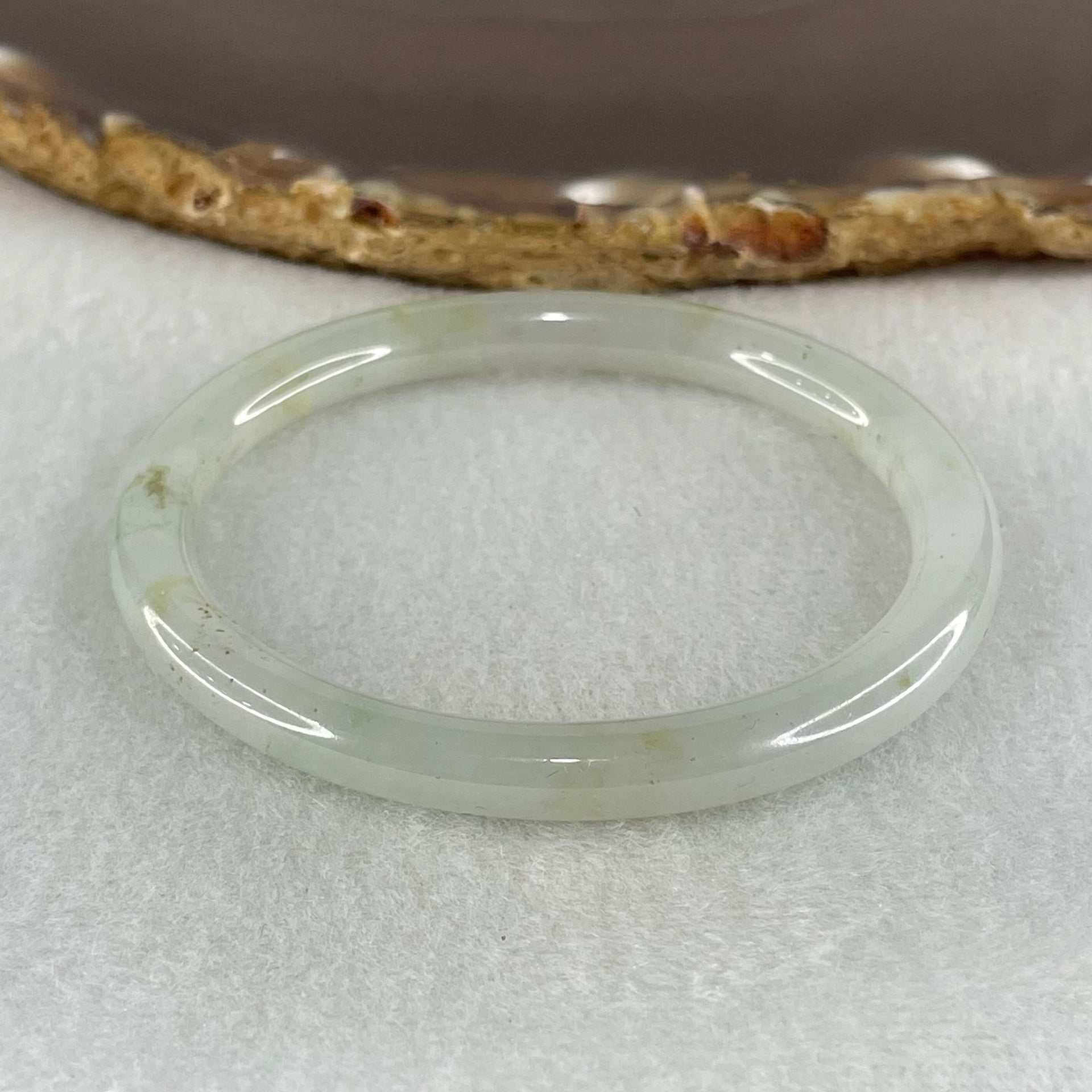 Type A Semi Icy Light Blueish Green Jadeite Oval Bangle 18.74g Internal Diameter 52.4mm 6.1 by 6.8mm (Close to Perfect) - Huangs Jadeite and Jewelry Pte Ltd