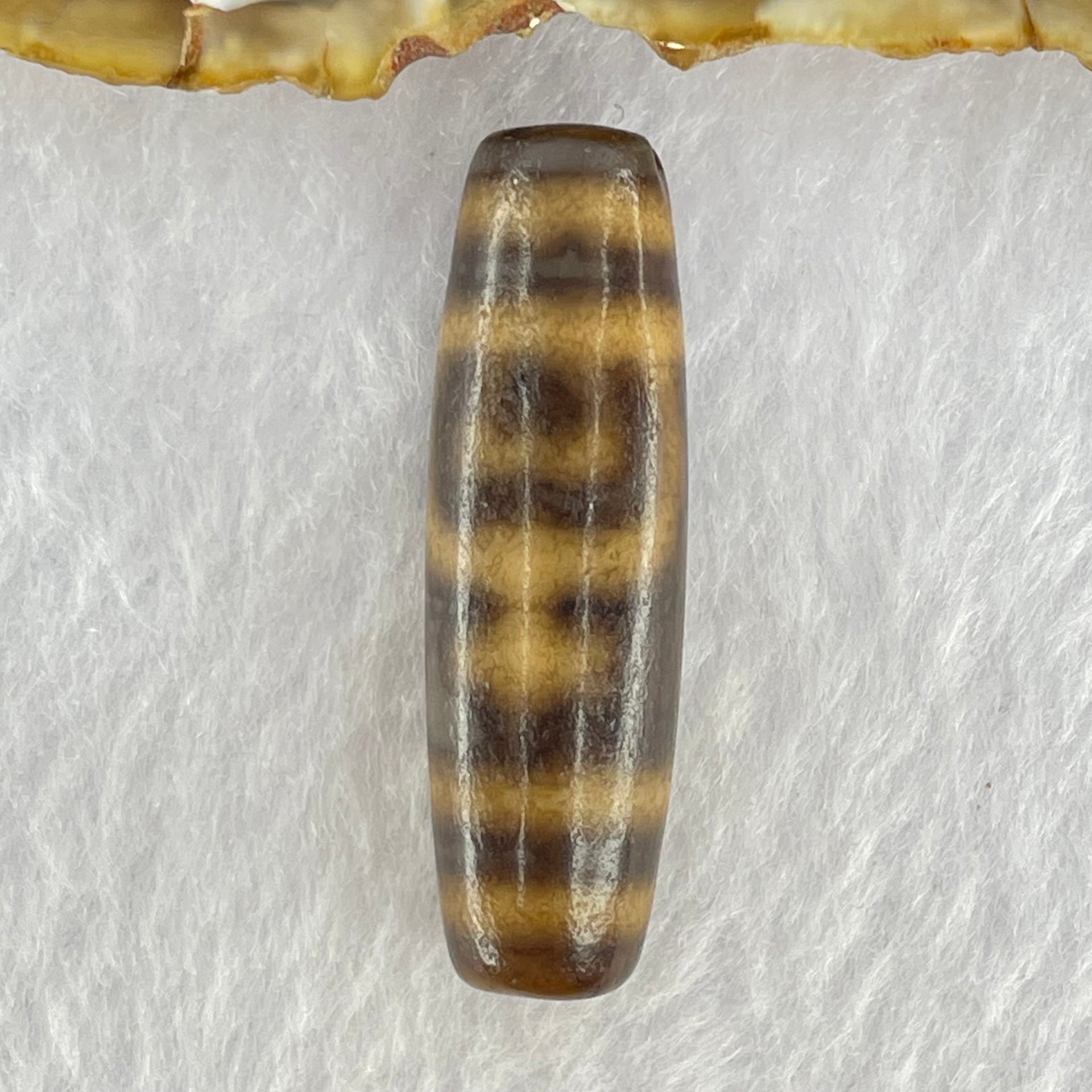 Natural Powerful Tibetan Old Oily Agate Double Nectar Vessel Dzi Bead Heavenly Master (Tian Zhu) 花蜜容器眼天珠 7.93g 38.3 by 11.6mm - Huangs Jadeite and Jewelry Pte Ltd