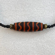 Natural Powerful Tibetan Old Oily Agate Triple Water Lines Dzi Bead Heavenly Master Necklace (Tian Zhu) 水纹天诛 21.36g 39.3 by 13.8mm - Huangs Jadeite and Jewelry Pte Ltd