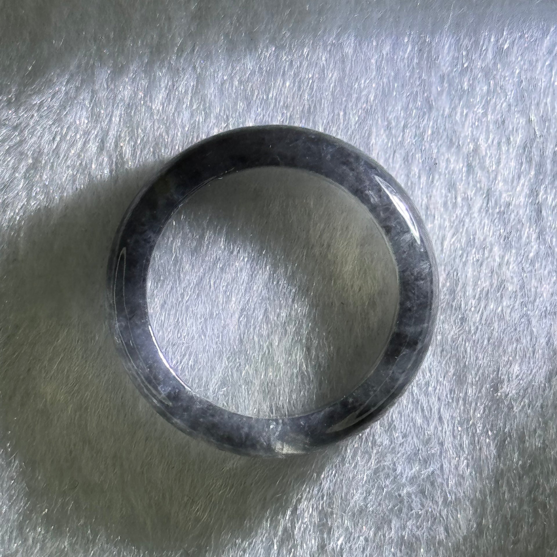 Type A Icy Wuji Black Grey Jadeite Ring 2.58g 4.3 by 3.3mm US 7.75 HK 17 (Very Slight Fine Internal Lines) - Huangs Jadeite and Jewelry Pte Ltd