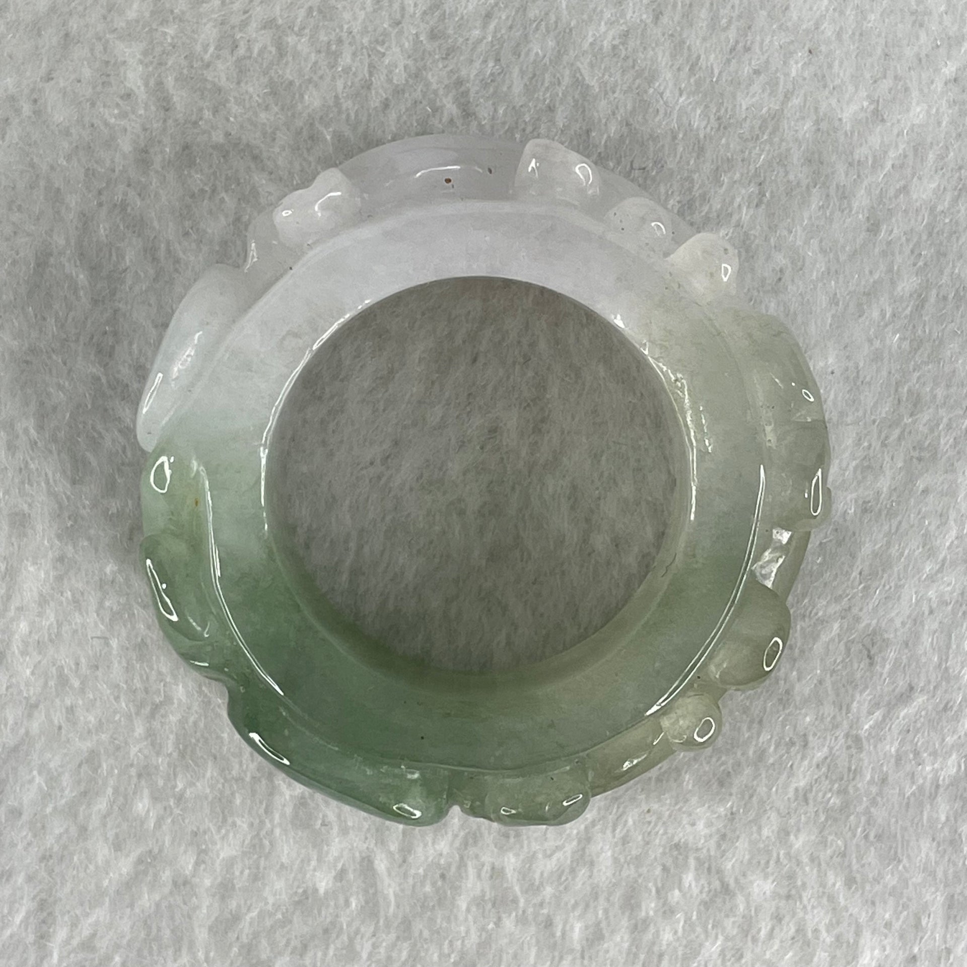 Type A Semi Icy Faint Lavender and Light Blueish Green Jadeite Phoenix Ruyi Ring 22.58g 13.1 by 7.8mm US12.5 HK28.2 - Huangs Jadeite and Jewelry Pte Ltd