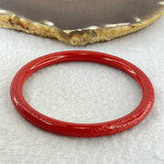 Natural Red Cinnabar Bangle with Inscription Inner Diameter 59.8mm 17.39g 6.3 by 6.3mm - Huangs Jadeite and Jewelry Pte Ltd