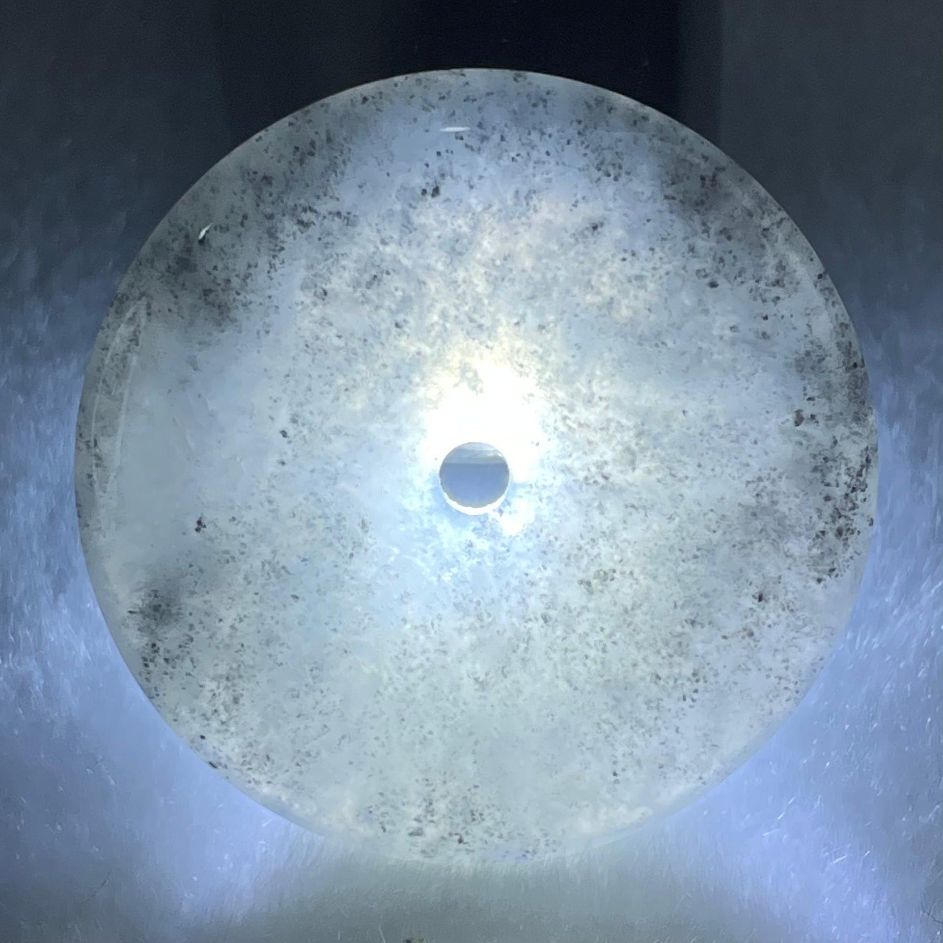 Type A Semi Icy Wuji Grey with Lavender Jadeite Ping An Kou Pendant 13.82g 35.3 by 5.4mm - Huangs Jadeite and Jewelry Pte Ltd