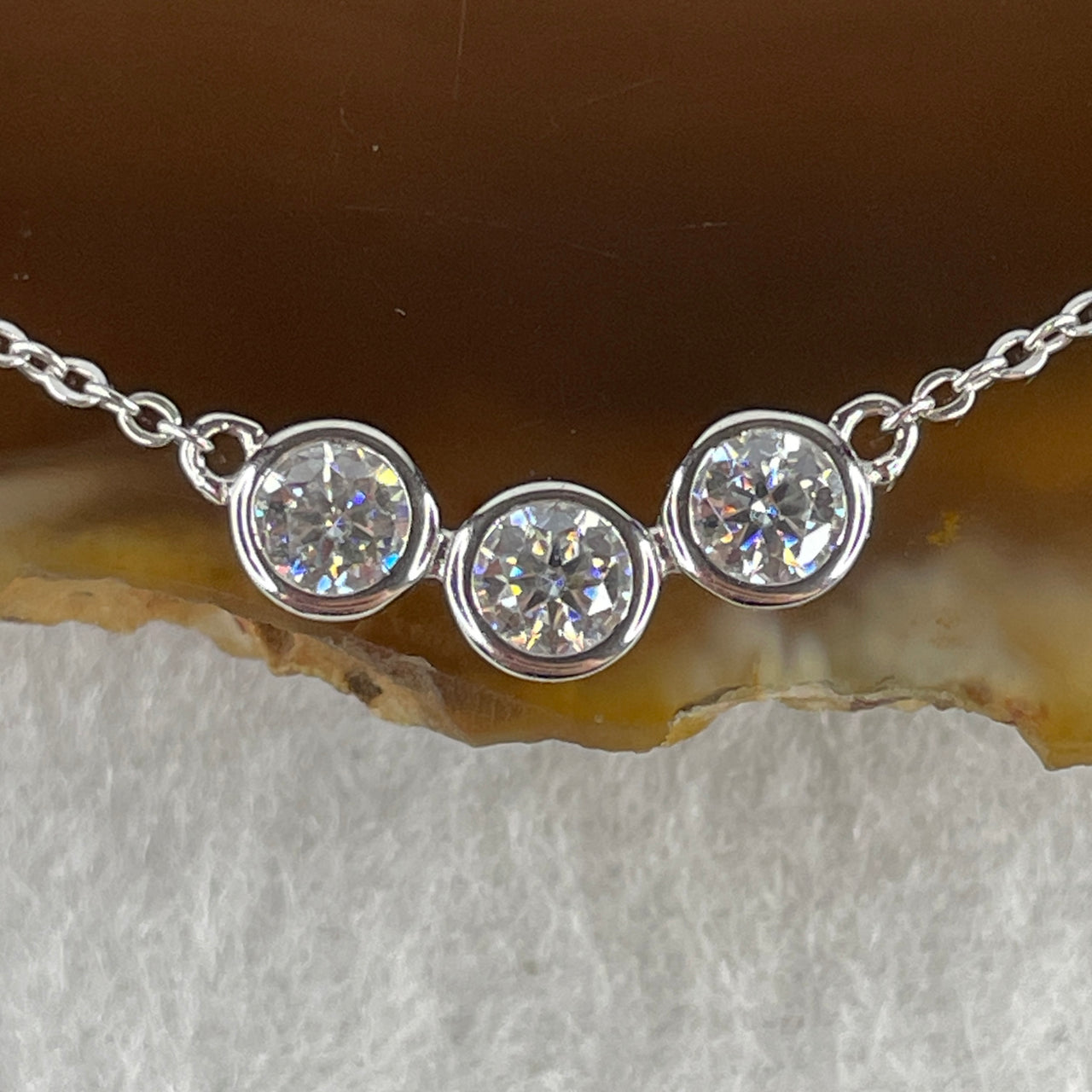 0.2Ct Colourless Round Brilliant Diameter 4.5mm VVS1 Excellent Cut Moissanite Excellent Polish Excellent Symmetry None Florescence in S925 Silver Necklace 40-45cm