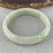 Natural Type Light Green with Apple Green Piao Hua Jadeite Bangle 43.07g Inner Diameter 55.3mm 13.0 by 6.4mm (Slight Internal Line) - Huangs Jadeite and Jewelry Pte Ltd