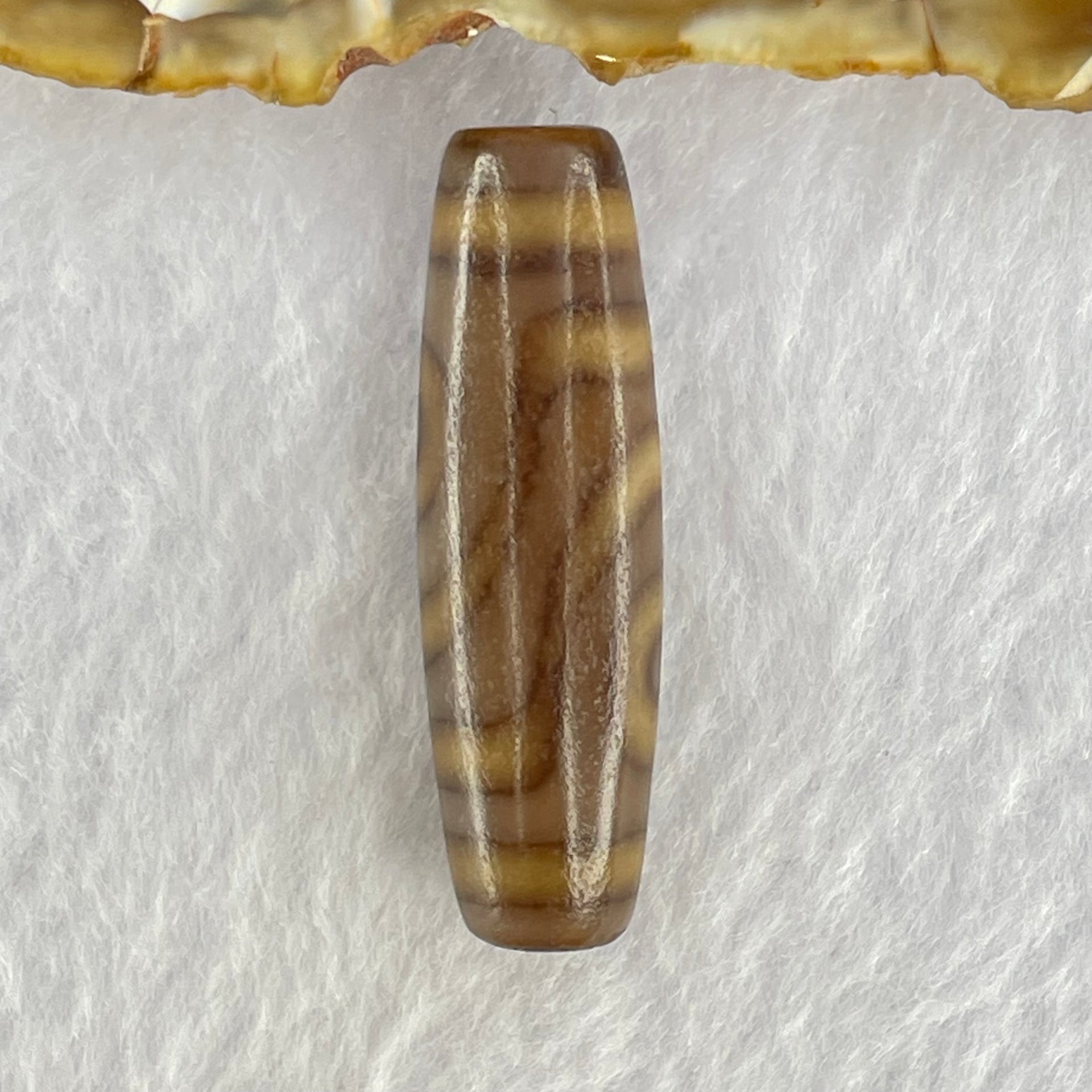 Natural Powerful Tibetan Old Oily Agate 2 Eyes Dzi Bead Heavenly Master (Tian Zhu) 二眼天诛 8.00g 38.9 by 11.6mm - Huangs Jadeite and Jewelry Pte Ltd