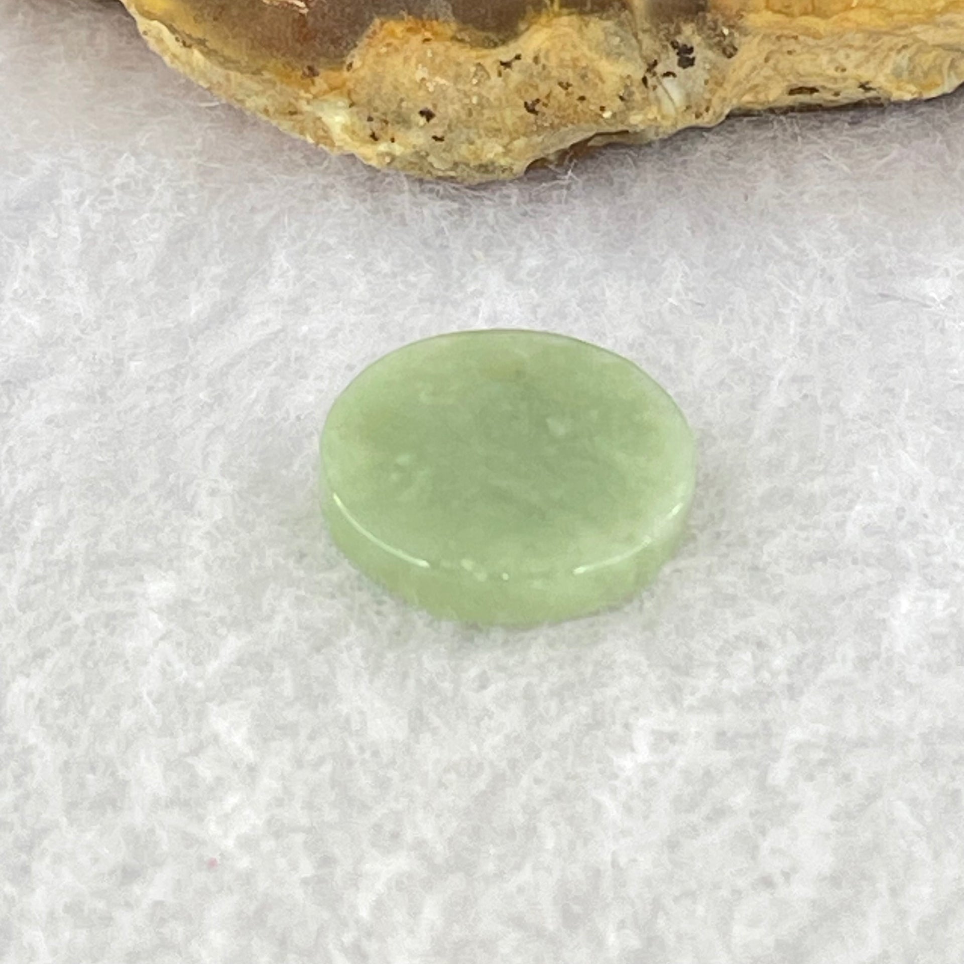 Type A Blueish Green Jadeite Mini Round Wu Shi Pai Pendant 1.18g 13.8 by 2.5mm - Huangs Jadeite and Jewelry Pte Ltd