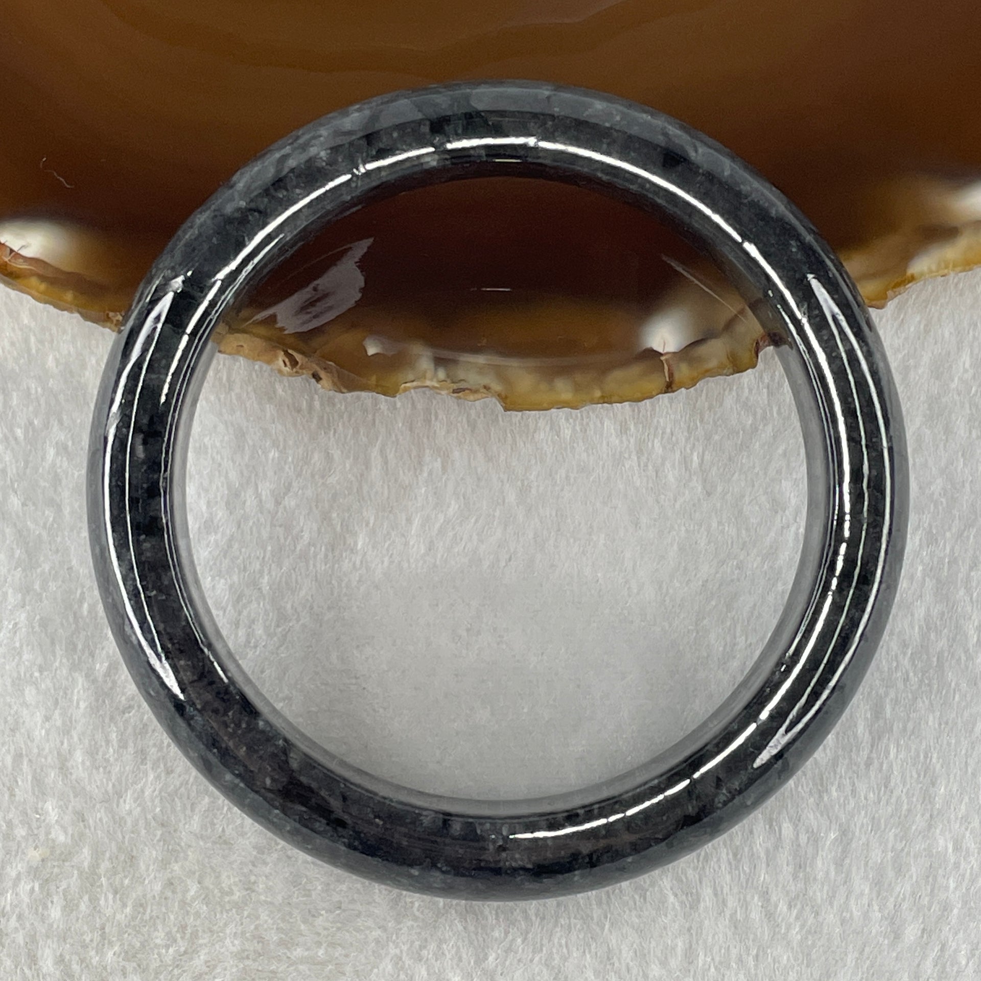 Type A Natural Opaque Wuji Grey Black Jadeite Bangle 59.670g Inner Diameter 55.7mm 13.4 by 8.3mm (Cannot See Lines) - Huangs Jadeite and Jewelry Pte Ltd